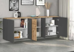 OTTO home Sideboard »ISEO, Kommode, Schrank, Sideboard, Lowboard, 6 Fächer, Breite 200 cm« 1 Stk. tlg. stehend/hängend, 5 Türen, 6 Fächer, Breite 200 cm