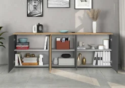 OTTO home Sideboard »ISEO, Kommode, Schrank, Sideboard, Lowboard, 6 Fächer, Breite 200 cm« 1 Stk. tlg. stehend/hängend, 5 Türen, 6 Fächer, Breite 200 cm