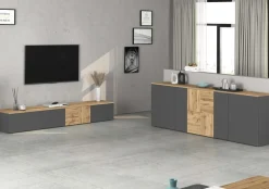 OTTO home Sideboard »ISEO, Kommode, Schrank, Sideboard, Lowboard, 6 Fächer, Breite 200 cm« 1 Stk. tlg. stehend/hängend, 5 Türen, 6 Fächer, Breite 200 cm