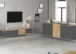 OTTO home Sideboard »ISEO, Kommode, Schrank, Sideboard, Lowboard, 6 Fächer, Breite 200 cm« 1 Stk. tlg. stehend/hängend, 5 Türen, 6 Fächer, Breite 200 cm