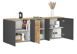 OTTO home Sideboard »ISEO, Kommode, Schrank, Sideboard, Lowboard, 6 Fächer, Breite 200 cm« 1 Stk. tlg. stehend/hängend, 5 Türen, 6 Fächer, Breite 200 cm