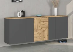 OTTO home Sideboard »ISEO, Kommode, Schrank, Sideboard, Lowboard, 6 Fächer, Breite 200 cm« 1 Stk. tlg. stehend/hängend, 5 Türen, 6 Fächer, Breite 200 cm