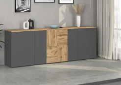 OTTO home Sideboard »ISEO, Kommode, Schrank, Sideboard, Lowboard, 6 Fächer, Breite 200 cm« 1 Stk. tlg. stehend/hängend, 5 Türen, 6 Fächer, Breite 200 cm