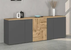 OTTO home Sideboard »ISEO, Kommode, Schrank, Sideboard, Lowboard, 6 Fächer, Breite 200 cm« 1 Stk. tlg. stehend/hängend, 5 Türen, 6 Fächer, Breite 200 cm
