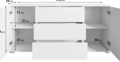 OTTO home Sideboard »Kenia, Kommode für das Schlafzimmer/Wohnzimmer« 1 Stk. tlg. Modernes Sideboard mit 3 Schubladen und 4 Fächern,Breite 150 cm