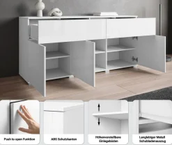 OTTO home Sideboard »Kenia, Kommode mit 3 Türen und 2 Schubladen, 150 cm breit« 1 Stk. tlg. Griffloses Design mit Push-to-Open und verstellbaren Einlegeböden