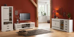OTTO home Sideboard Kommode aus massivem Kiefernholz, mit verstellbaren Glaseinlegeböden