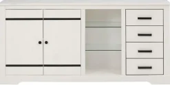 OTTO home Sideboard Kommode aus massivem Kiefernholz, mit verstellbaren Glaseinlegeböden