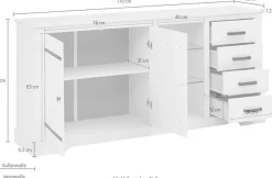 OTTO home Sideboard Kommode aus massivem Kiefernholz, mit verstellbaren Glaseinlegeböden