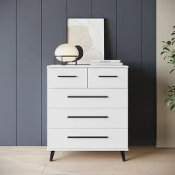 OTTO home Sideboard »Lagos, Kommode, 5 Schubladen, schwarze Griffe & Füße« Wäscheschrank Bestseller in Top Qualität,modernes Design, B/T/H je 70/39,5/82,5 cm, Schlafzimmerschrank