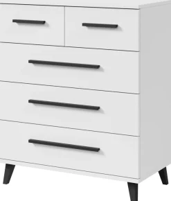 OTTO home Sideboard »Lagos, Kommode, 5 Schubladen, schwarze Griffe & Füße« Wäscheschrank Bestseller in Top Qualität,modernes Design, B/T/H je 70/39,5/82,5 cm, Schlafzimmerschrank