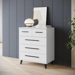 OTTO home Sideboard »Lagos, Kommode, 5 Schubladen, schwarze Griffe & Füße« Wäscheschrank Bestseller in Top Qualität,modernes Design, B/T/H je 70/39,5/82,5 cm, Schlafzimmerschrank