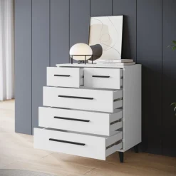 OTTO home Sideboard »Lagos, Kommode, 5 Schubladen, schwarze Griffe & Füße« Wäscheschrank Bestseller in Top Qualität,modernes Design, B/T/H je 70/39,5/82,5 cm, Schlafzimmerschrank