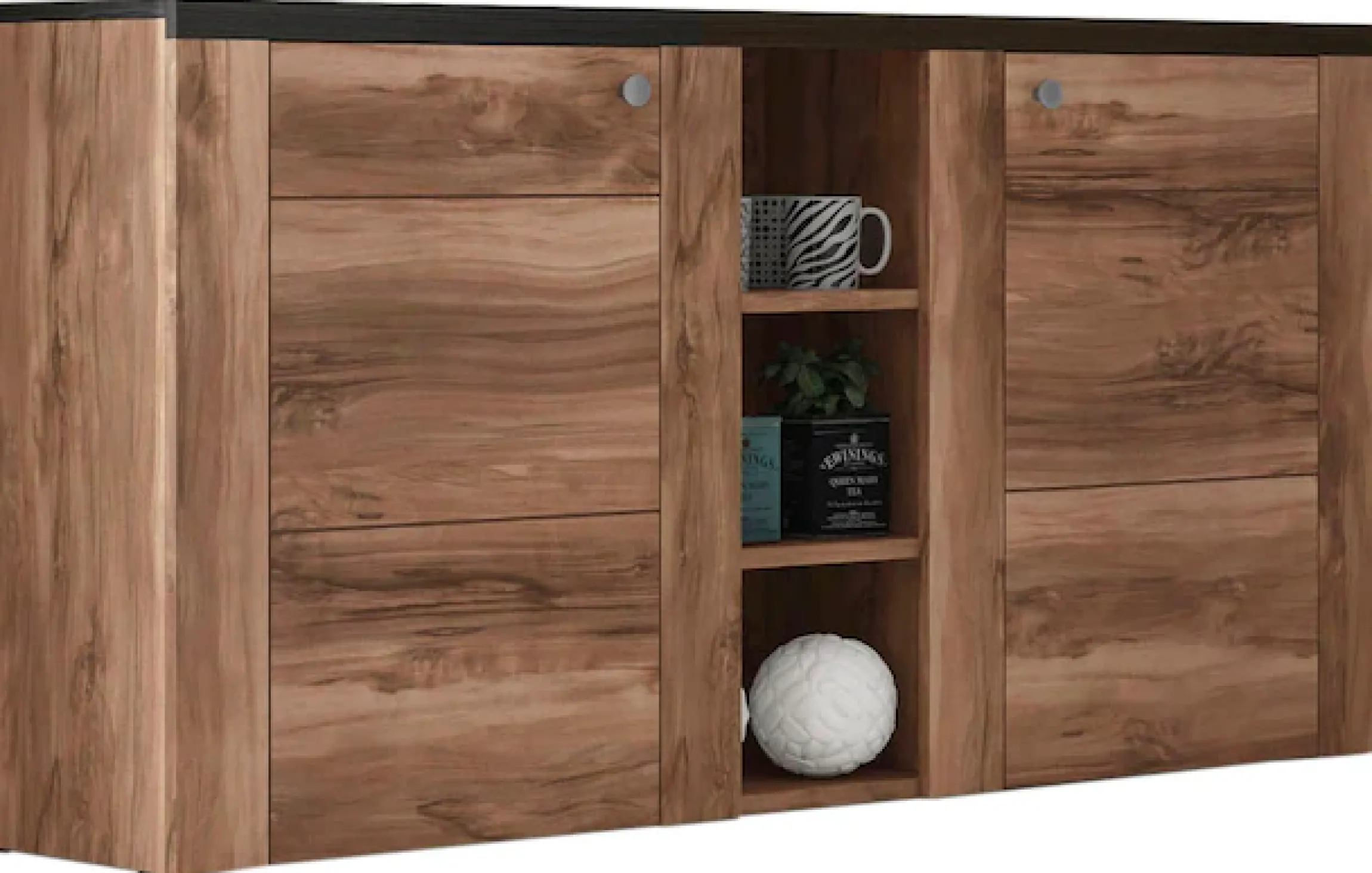 OTTO home Sideboard »Larona, zeitlose Kommode mit 2 Türen, Türkommode, Breite 155 cm,« Höhe 84 cm, viel Stauraum, Anrichte mit dekorativer Rahmenoptik