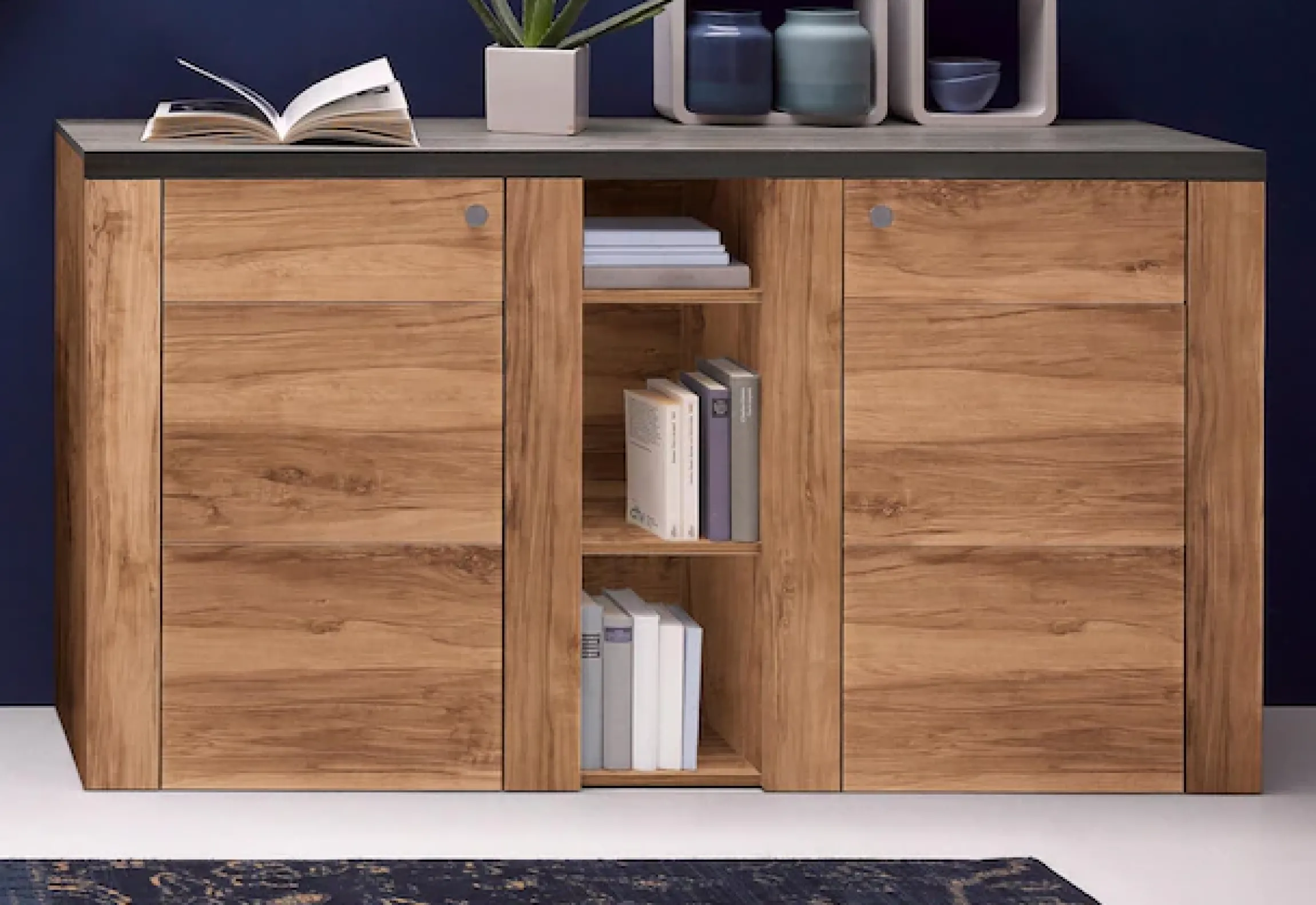 OTTO home Sideboard »Larona, zeitlose Kommode mit 2 Türen, Türkommode, Breite 155 cm,« Höhe 84 cm, viel Stauraum, Anrichte mit dekorativer Rahmenoptik
