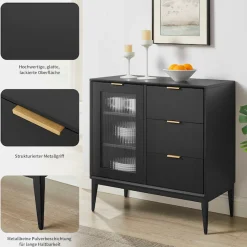 OTTO home Sideboard »Lavisha« FSC-zertifiziertes Holz kombiniert Melamin, verchromten Metallgriffen