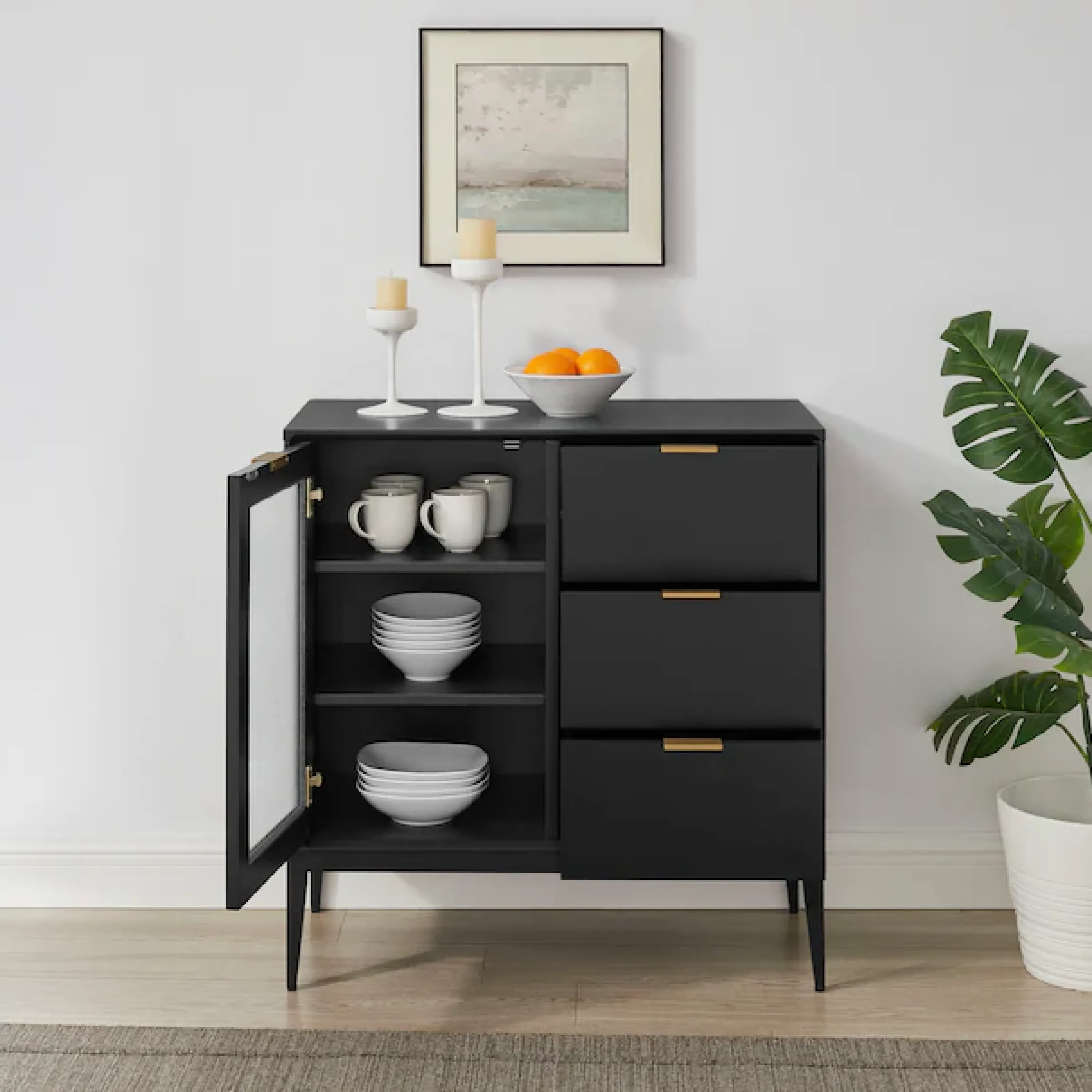 OTTO home Sideboard »Lavisha« FSC-zertifiziertes Holz kombiniert Melamin, verchromten Metallgriffen