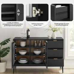 OTTO home Sideboard »Lavisha« FSC-zertifiziertes Holz kombiniert Melamin, verchromten Metallgriffen