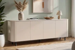 OTTO home Sideboard »Lido, Breite 230 cm mit 4 Türen« Formgebogenes MDF, Stirnseiten mit Rundung, Push-to-open, Metallfüße