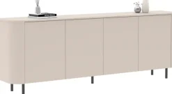OTTO home Sideboard »Lido, Breite 230 cm mit 4 Türen« Formgebogenes MDF, Stirnseiten mit Rundung, Push-to-open, Metallfüße