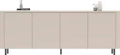 OTTO home Sideboard »Lido, Breite 230 cm mit 4 Türen« Formgebogenes MDF, Stirnseiten mit Rundung, Push-to-open, Metallfüße