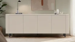 OTTO home Sideboard »Lido, Breite 230 cm mit 4 Türen« Formgebogenes MDF, Stirnseiten mit Rundung, Push-to-open, Metallfüße