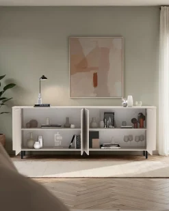 OTTO home Sideboard »Lido, Breite 230 cm mit 4 Türen« Formgebogenes MDF, Stirnseiten mit Rundung, Push-to-open, Metallfüße