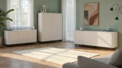 OTTO home Sideboard »Lido, Breite 230 cm mit 4 Türen« Formgebogenes MDF, Stirnseiten mit Rundung, Push-to-open, Metallfüße