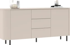 OTTO home Sideboard »Lido, 181 cm breit, 2 Türen, 3 Schubkästen, Kommode, Stauraumschrank« Formgebogenes MDF, Stirnseiten mit Rundung, Push-to-open, Metallfüße