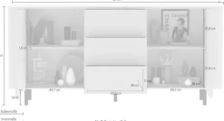 OTTO home Sideboard »Lido, 181 cm breit, 2 Türen, 3 Schubkästen, Kommode, Stauraumschrank« Formgebogenes MDF, Stirnseiten mit Rundung, Push-to-open, Metallfüße