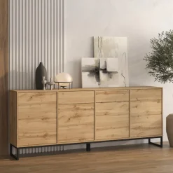 OTTO home Sideboard »Loft, Breite 208,5 cm, grifflose Kommode 4 Türen/2 Schubkästen.« Schubladenschrank mit viel Stauraum, Einlegeböden verstellbar