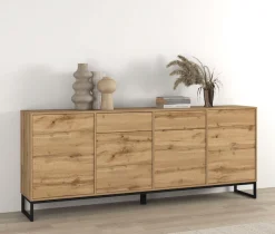 OTTO home Sideboard »Loft, Breite 208,5 cm, grifflose Kommode 4 Türen/2 Schubkästen.« Schubladenschrank mit viel Stauraum, Einlegeböden verstellbar