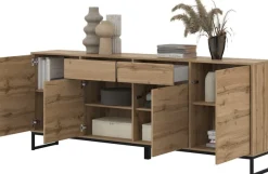 OTTO home Sideboard »Loft, Breite 208,5 cm, grifflose Kommode 4 Türen/2 Schubkästen.« Schubladenschrank mit viel Stauraum, Einlegeböden verstellbar