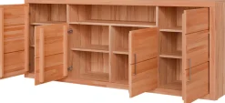 OTTO home Sideboard »Logo,200cm breit,42 cm tief,Fronten Massivholz,11 Fächer« Kernbuche massiv, Holzwerkstoff, 4Türen,11 Fächer,Böden versetzbar