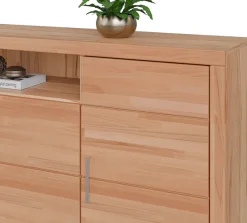 OTTO home Sideboard »Logo,200cm breit,42 cm tief,Fronten Massivholz,11 Fächer« Kernbuche massiv, Holzwerkstoff, 4Türen,11 Fächer,Böden versetzbar