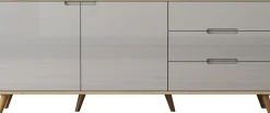 OTTO home Sideboard »Lund« mit glänzenden Fronten, Griffmulden, helles Holzdekor, Breite 180 cm