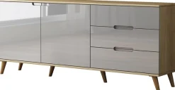 OTTO home Sideboard »Lund« mit glänzenden Fronten, Griffmulden, helles Holzdekor, Breite 180 cm