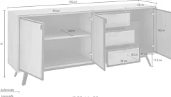 OTTO home Sideboard »Malu« Kommode mit Magnetverschluß an den Türen, aus massivem Kiefernholz