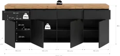 OTTO home Sideboard »MAMBO II, Breite 200cm, 4 Türen, 4 Schubkästen, 8 Fächer« 1 Stk. tlg. Kommode, Anrichte, Wohnzimmer, Schlafzimmer