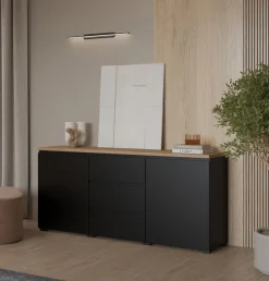 OTTO home Sideboard »Modo, Breite 150 cm, moderne grifflose Kommode 2Türen/3 SK« Schubladenkommode mit viel Stauraum, Einlegeböden verstellbar