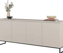 OTTO home Sideboard »Modo II, Breite 200 cm, moderne grifflose Kommode 4Türen« Anrichte mit viel Stauraum, Einlegeböden verstellbar, Metallkufen