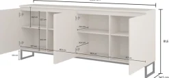 OTTO home Sideboard »Modo II, Breite 200 cm, moderne grifflose Kommode 4Türen« Anrichte mit viel Stauraum, Einlegeböden verstellbar, Metallkufen