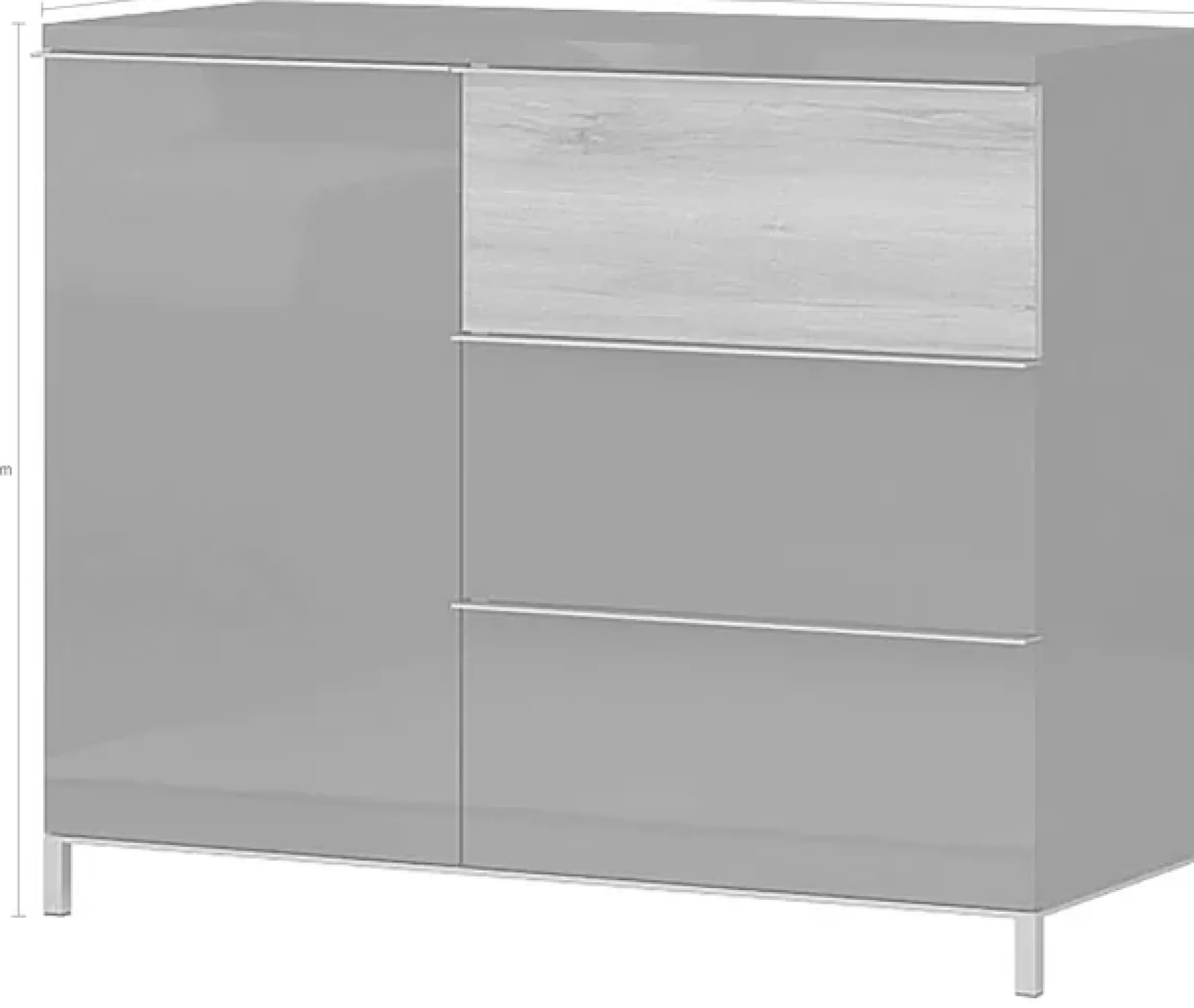 OTTO home Sideboard »Onyx, Kommode mit 3 Schubladen und 1 Tür, UV Lackierung Hochglanz« FSC®-zertifizierter Holzwerkstoff,Kombikommode mit Soft-Close-Funktion, Maße (B/T/H) 106/45/88cm