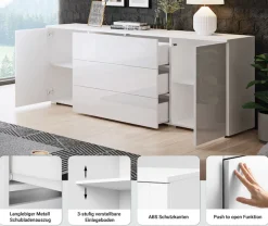 OTTO home Sideboard »PARIS« 1 Stk. tlg. Moderne 150cm breite grifflose Kommode, vielseitig einsetzbar