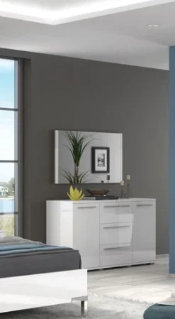OTTO home Sideboard »Piano, Kombikommode, 2-türig mit 3 Schubladen, 153x45x85cm« UV lackiert, hochglänzend, Soft-Close Funktion,