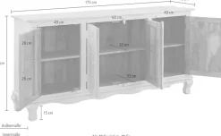 OTTO home Sideboard »Rajat« Kommode aus Mangoholz mit Frontenfräsungen, Breite 175 cm