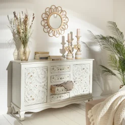 OTTO home Sideboard »Rajat« Kommode aus Mangoholz mit Türfrontfräsungen, Breite 140 cm