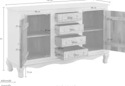 OTTO home Sideboard »Rajat« Kommode aus Mangoholz mit Türfrontfräsungen, Breite 140 cm