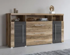 OTTO home Sideboard »Roger,Breite 182cm, stilvolle Schrank, 2 Holztüren 3 Schubladen« Kommode mit viel Stauraum, Einlegeböden verstellbar