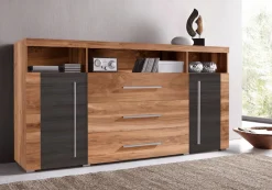 OTTO home Sideboard »Roger,Breite 182cm, stilvolle Schrank, 2 Holztüren 3 Schubladen« Kommode mit viel Stauraum, Einlegeböden verstellbar